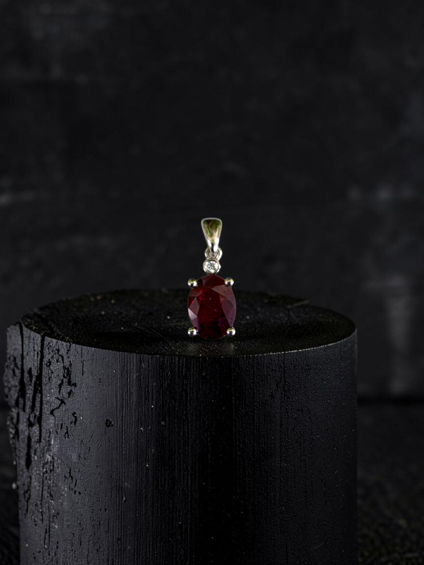 Semboku 1.00 cts. Natural Pigeons Blood Vivid Red Ruby Drop Pendant (with 18K White Gold and Natural White Diamonds)