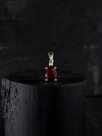 Semboku 1.00 cts. Natural Pigeons Blood Vivid Red Ruby Drop Pendant (with 18K White Gold and Natural White Diamonds)
