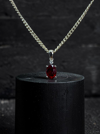 Semboku 1.00 cts. Natural Pigeons Blood Vivid Red Ruby Drop Pendant (with 18K White Gold and Natural White Diamonds)