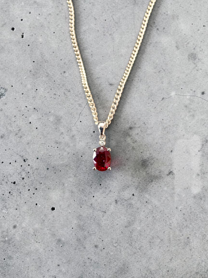 Semboku 1.00 cts. Natural Pigeons Blood Vivid Red Ruby Drop Pendant (with 18K White Gold and Natural White Diamonds)