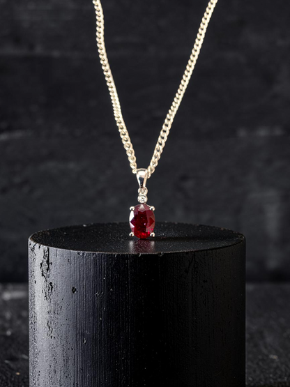 Semboku 1.00 cts. Natural Pigeons Blood Vivid Red Ruby Drop Pendant (with 18K White Gold and Natural White Diamonds)
