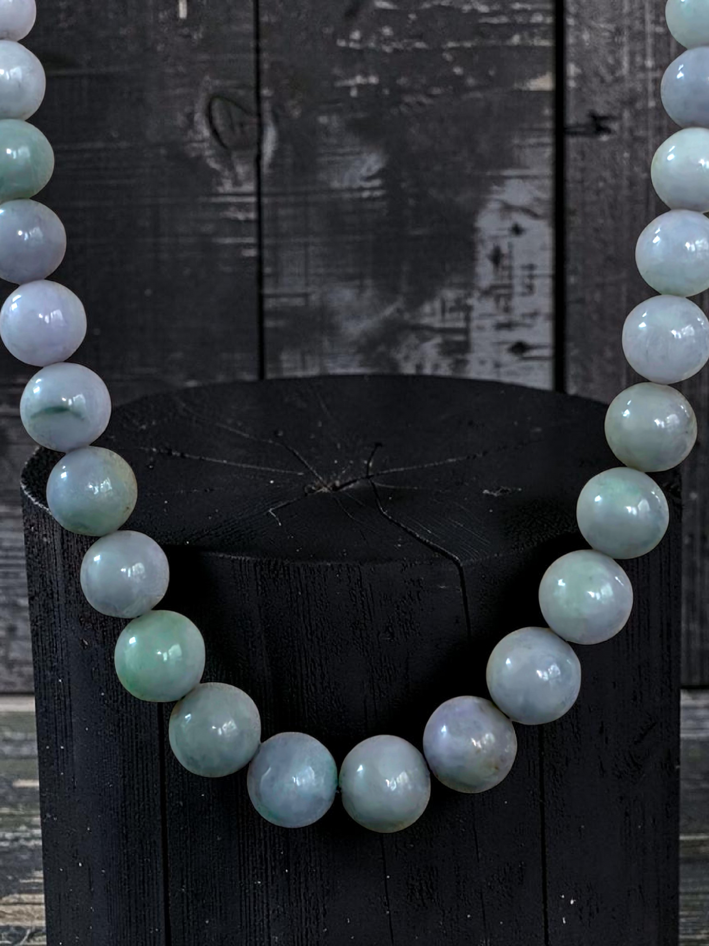 Winter Lavender Burmese A-Jade Beaded Long Necklace - 20.90 inches (11-12mm Each x 49 Beads) with Sterling Silver 925 - 10019