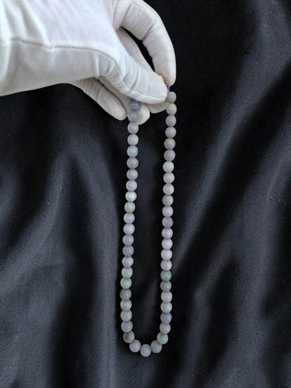 Winter Lavender Burmese A-Jade Beaded Long Necklace - 20.90 inches (11-12mm Each x 49 Beads) with Sterling Silver 925 - 10019