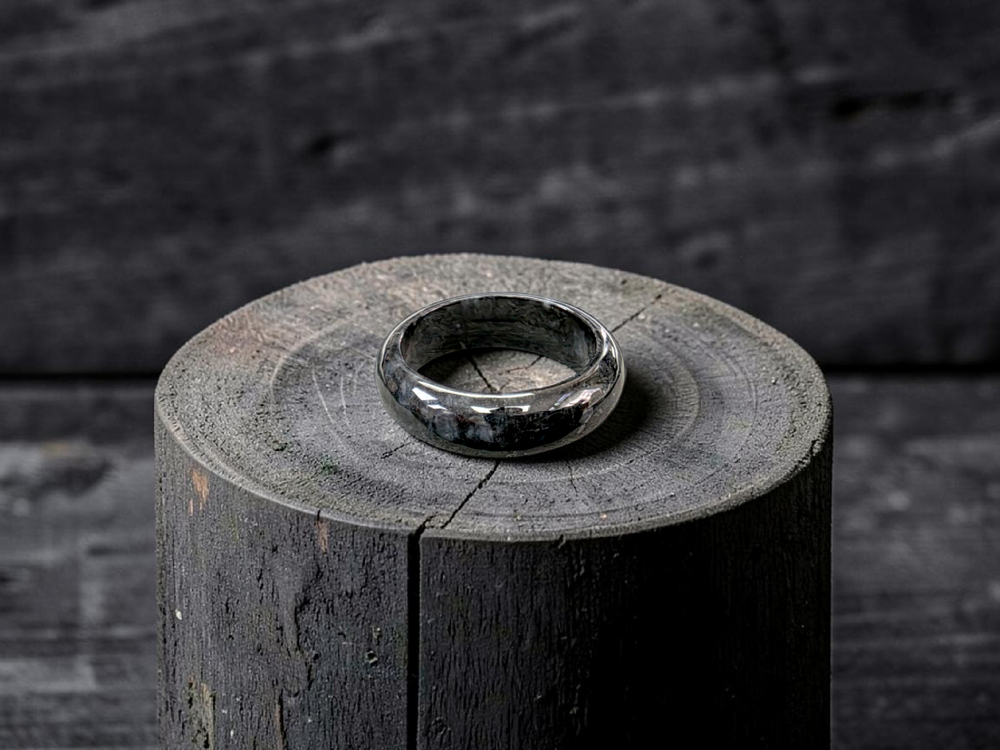 Burmese Black A-Jade Infinity Band Ring