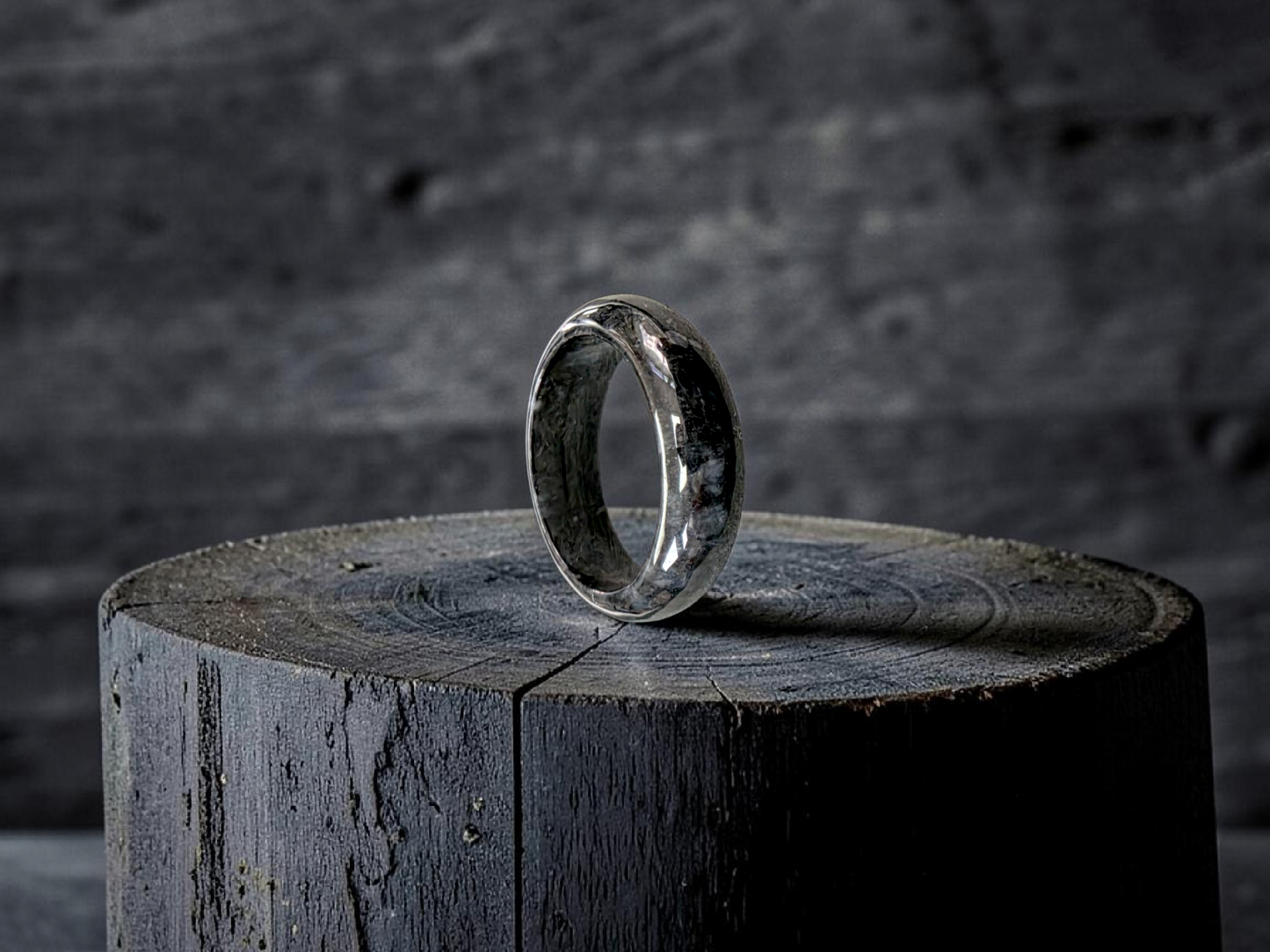 Burmese Black A-Jade Infinity Band Ring