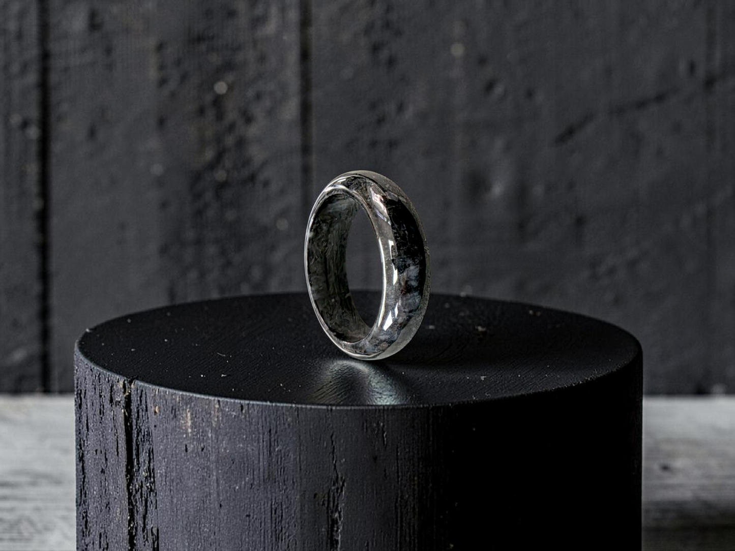 Burmese Black A-Jade Infinity Band Ring