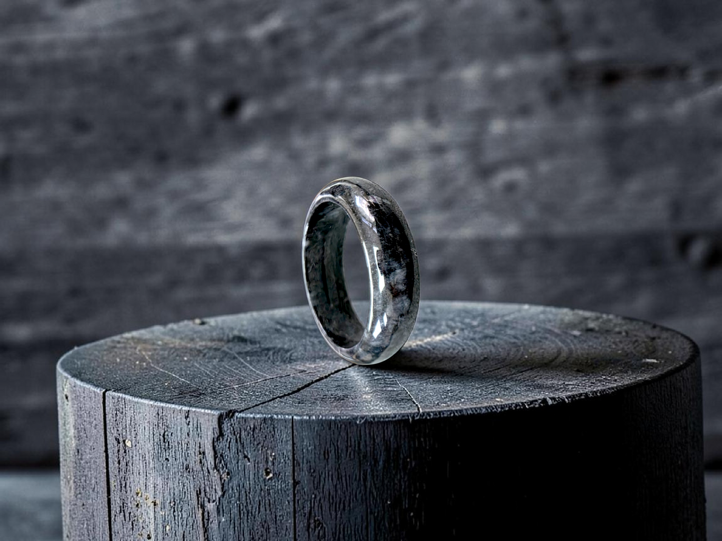 Burmese Black A-Jade Infinity Band Ring