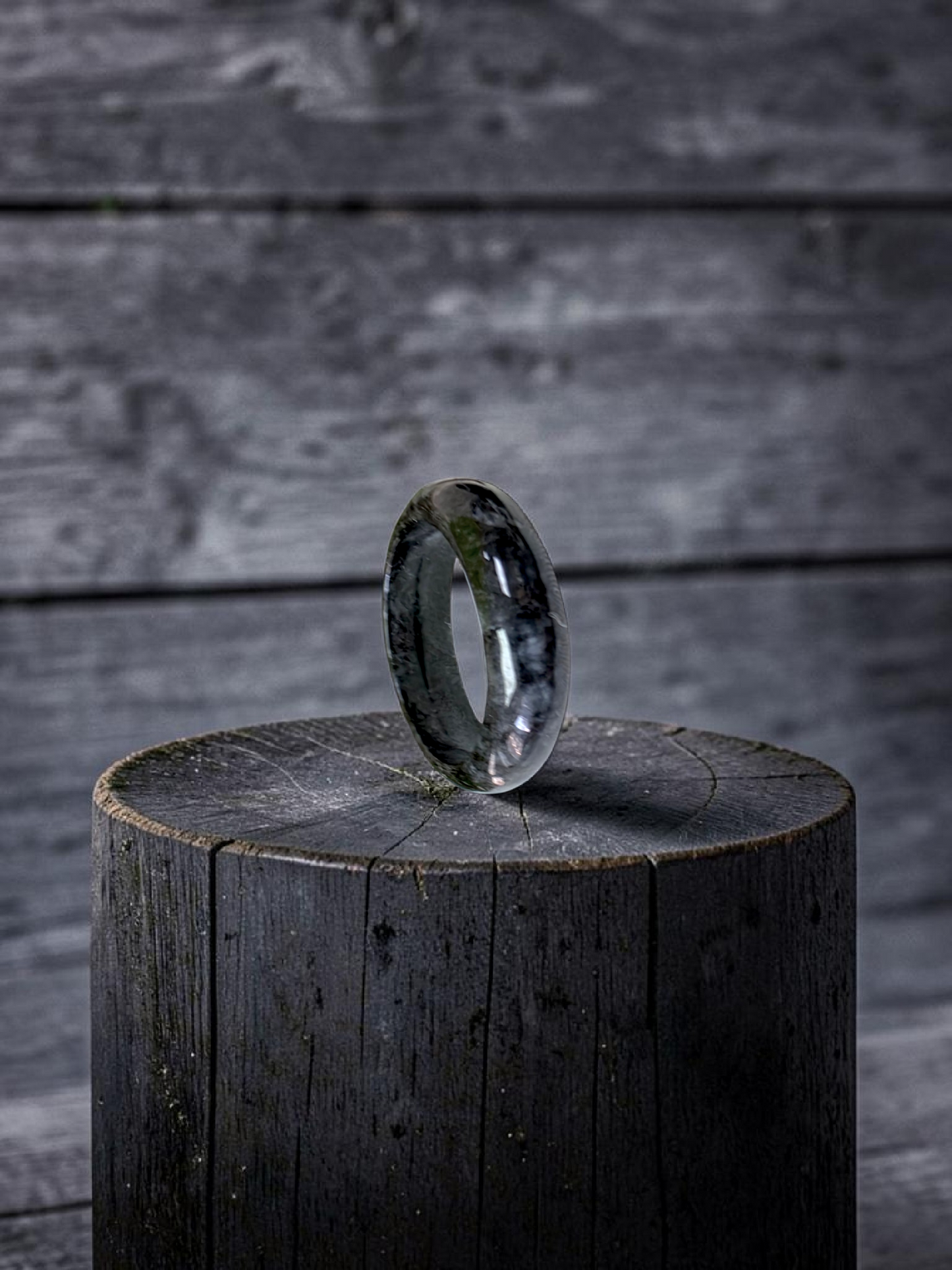 Burmese Black A-Jade Infinity Band Ring