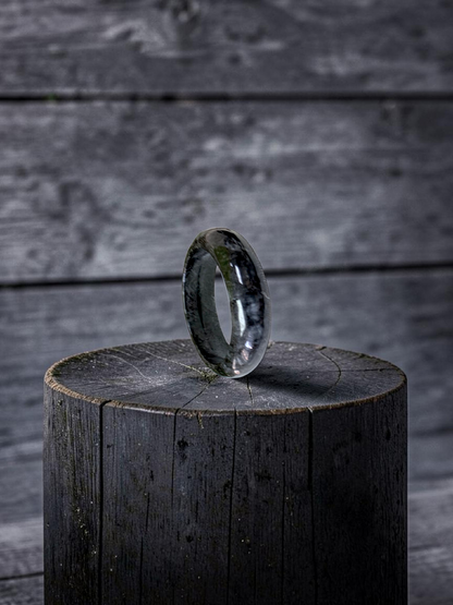 Burmese Black A-Jade Infinity Band Ring