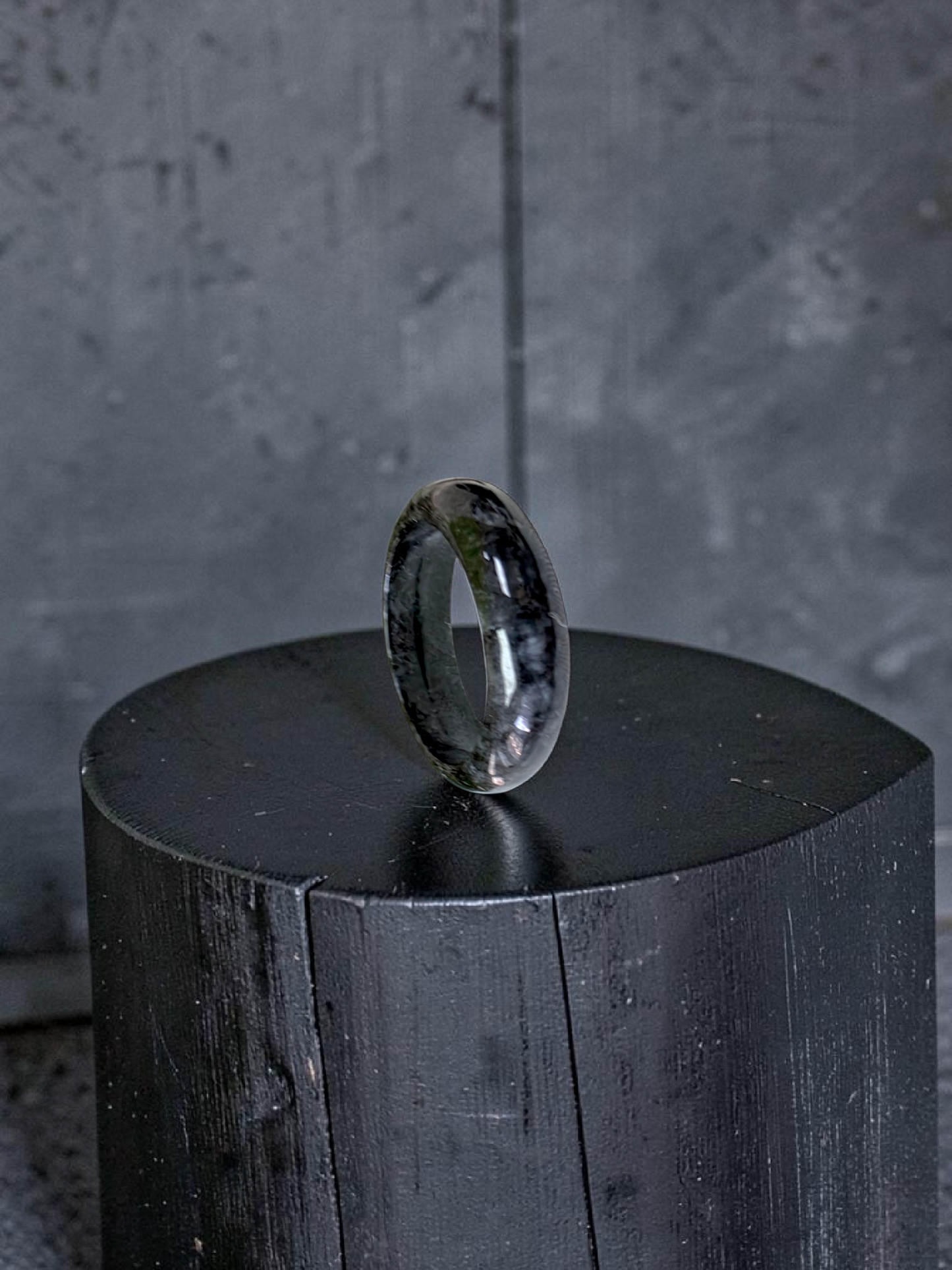 Burmese Black A-Jade Infinity Band Ring