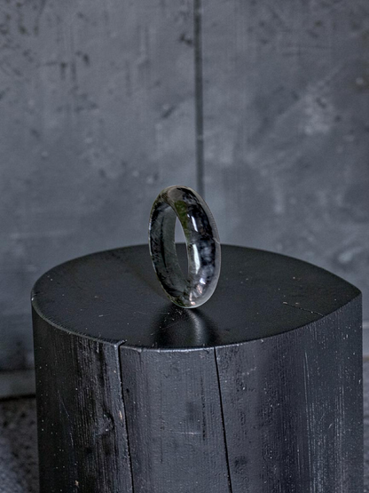 Burmese Black A-Jade Infinity Band Ring