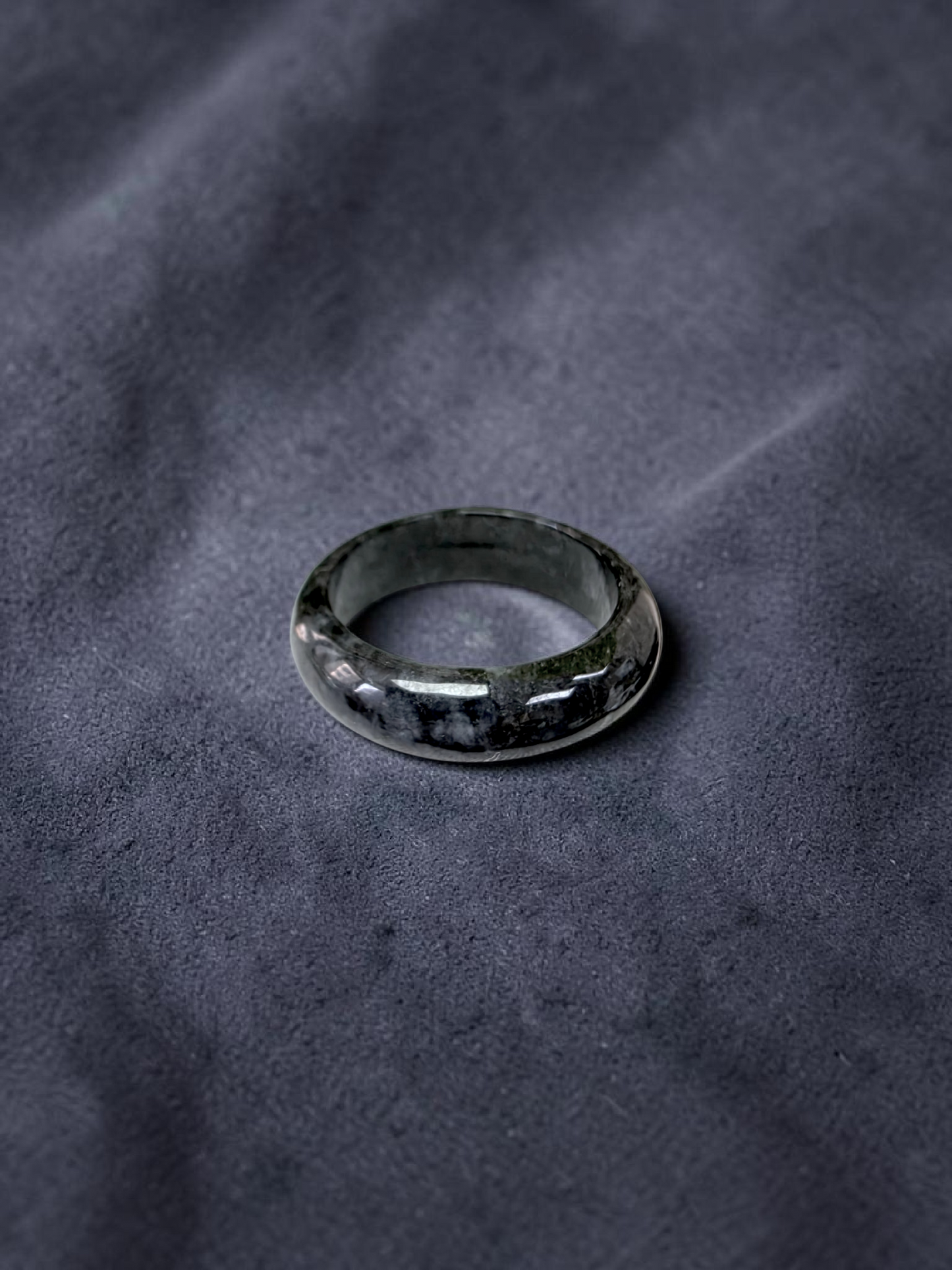 Burmese Black A-Jade Infinity Band Ring