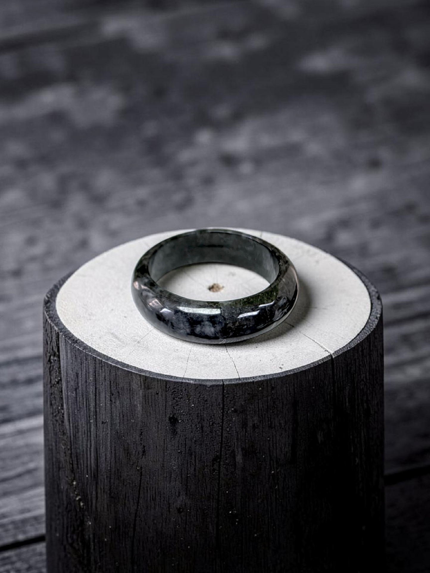 Burmese Black A-Jade Infinity Band Ring