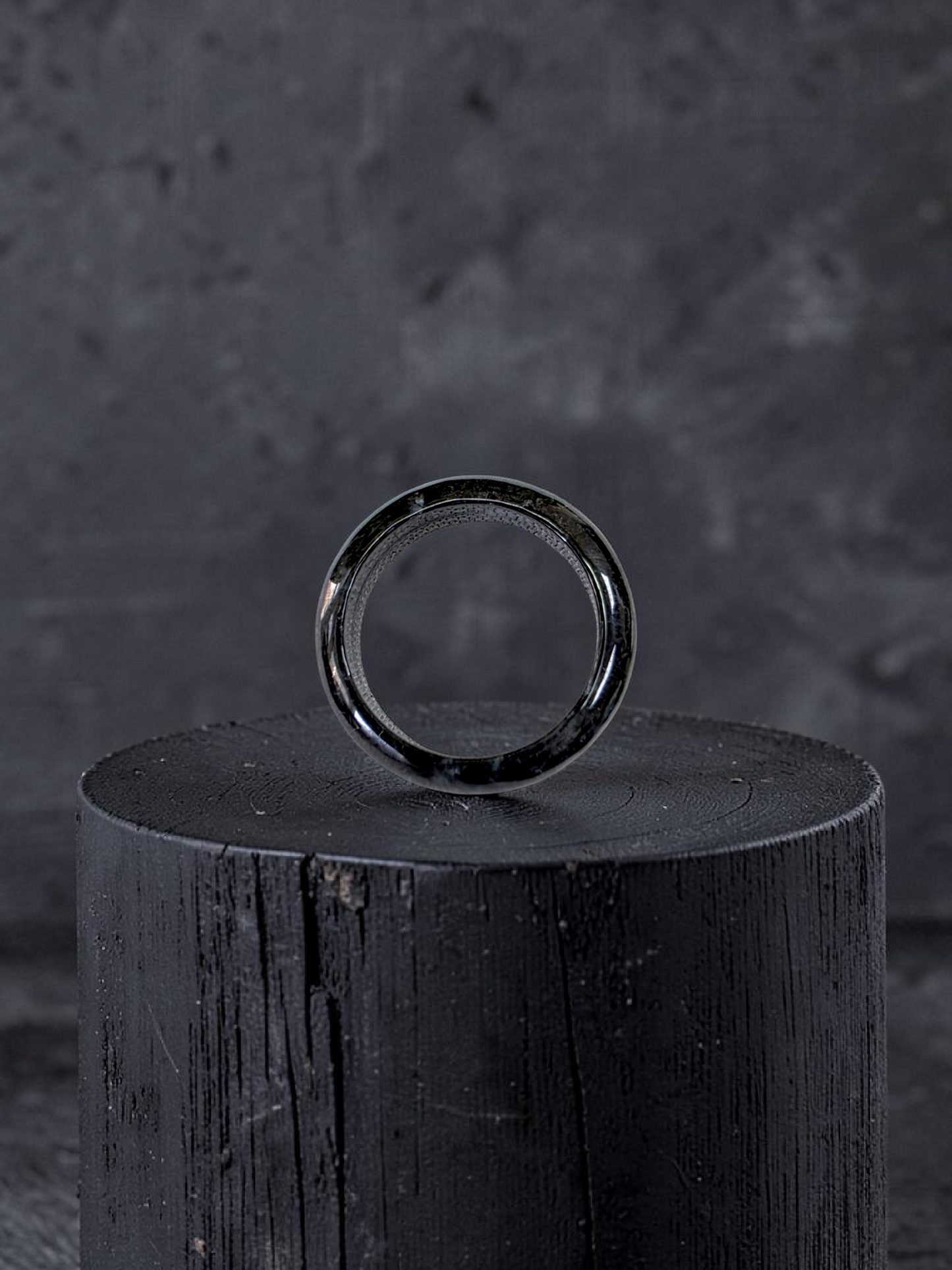 Burmese Black A-Jade Infinity Band Ring