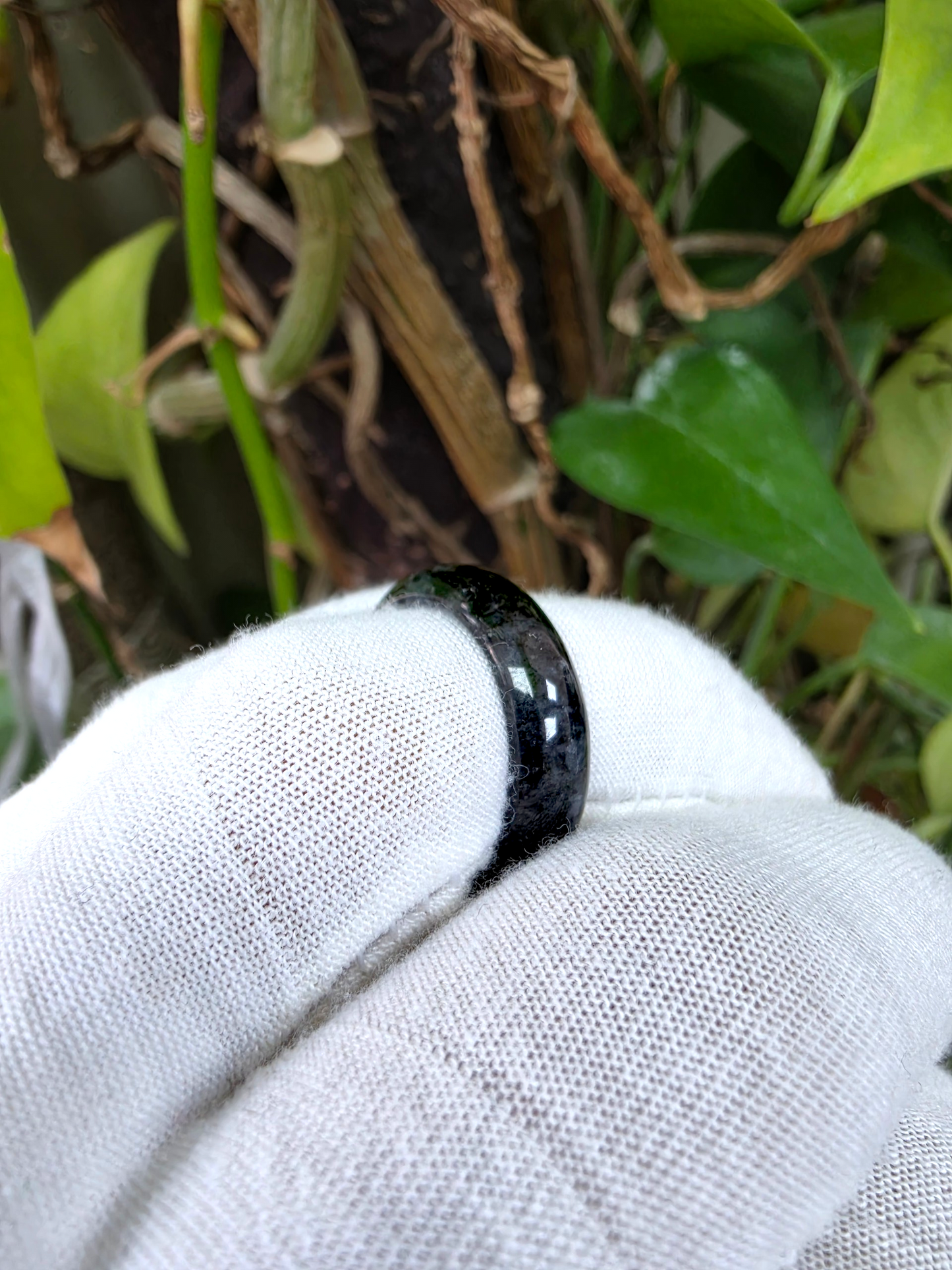 Burmese Black A-Jade Infinity Band Ring