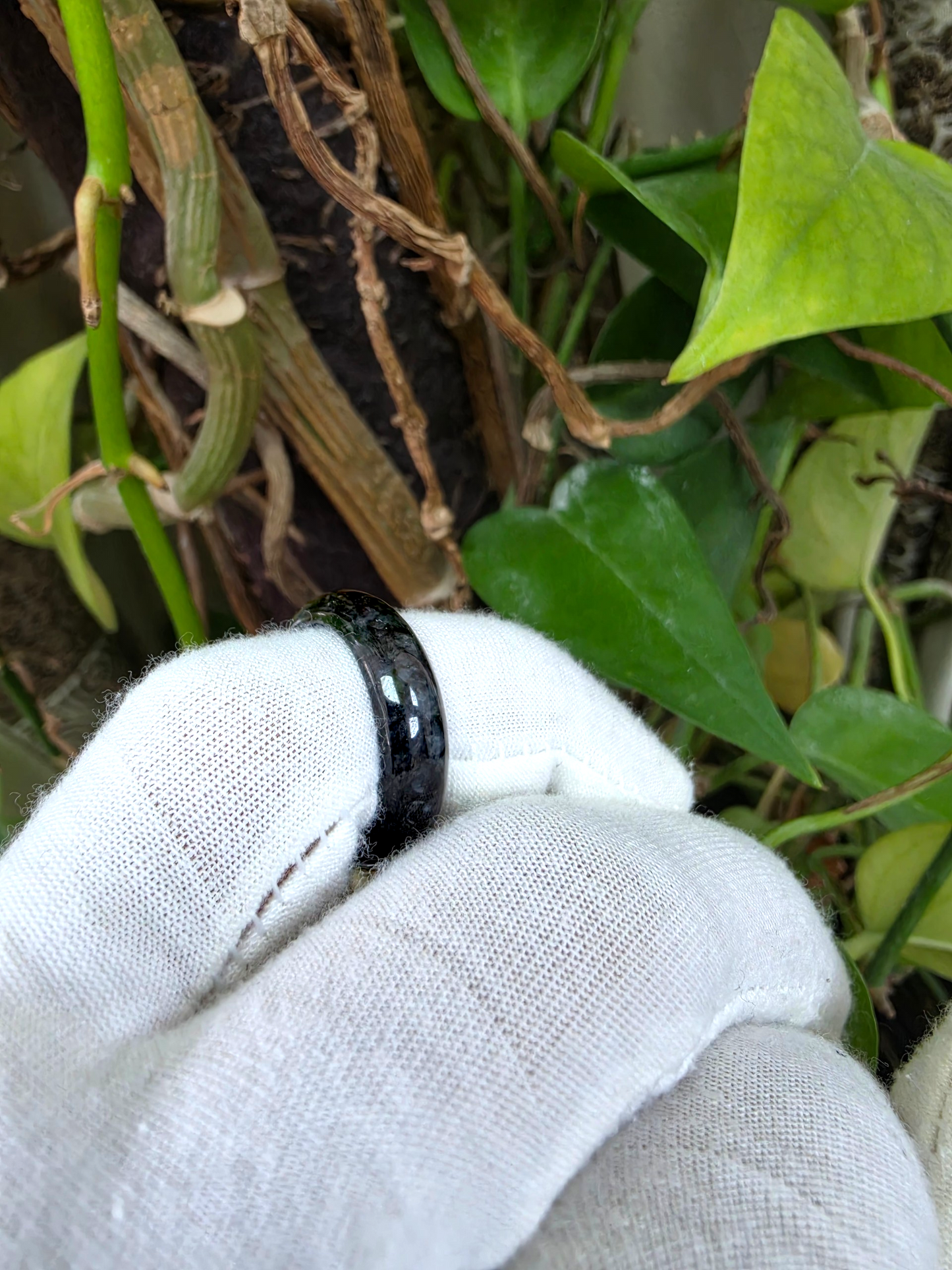 Burmese Black A-Jade Infinity Band Ring
