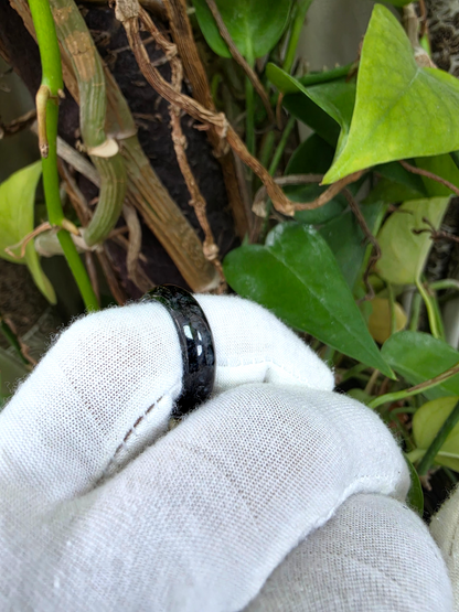Burmese Black A-Jade Infinity Band Ring