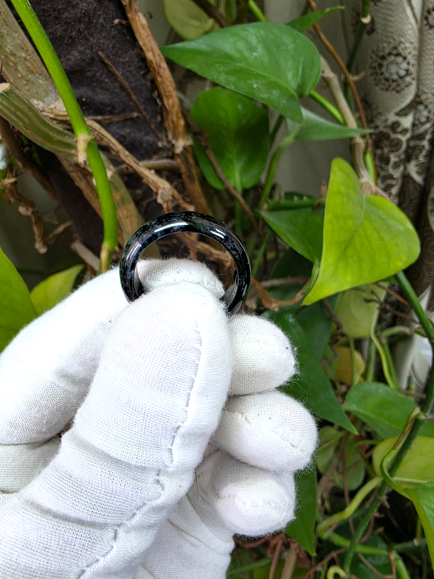 Burmese Black A-Jade Infinity Band Ring