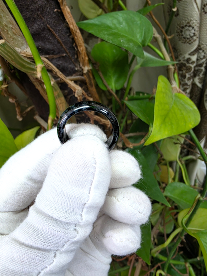 Burmese Black A-Jade Infinity Band Ring