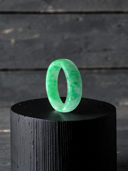 Burmese Bright Green A-Jade Infinity Band Ring - Size US 5.5 - V1
