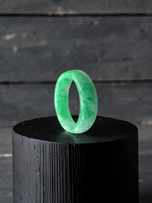 Burmese Bright Green A-Jade Infinity Band Ring - Size US 5.5 - V1