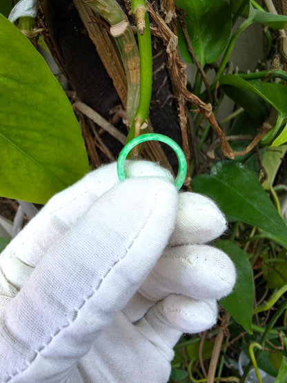 Burmese Bright Green A-Jade Infinity Band Ring - Size US 5.5 - V1