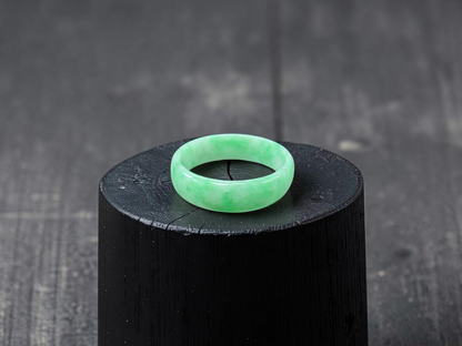 Burmese Bright Green A-Jade Infinity Band Ring - Size US 9 - V2
