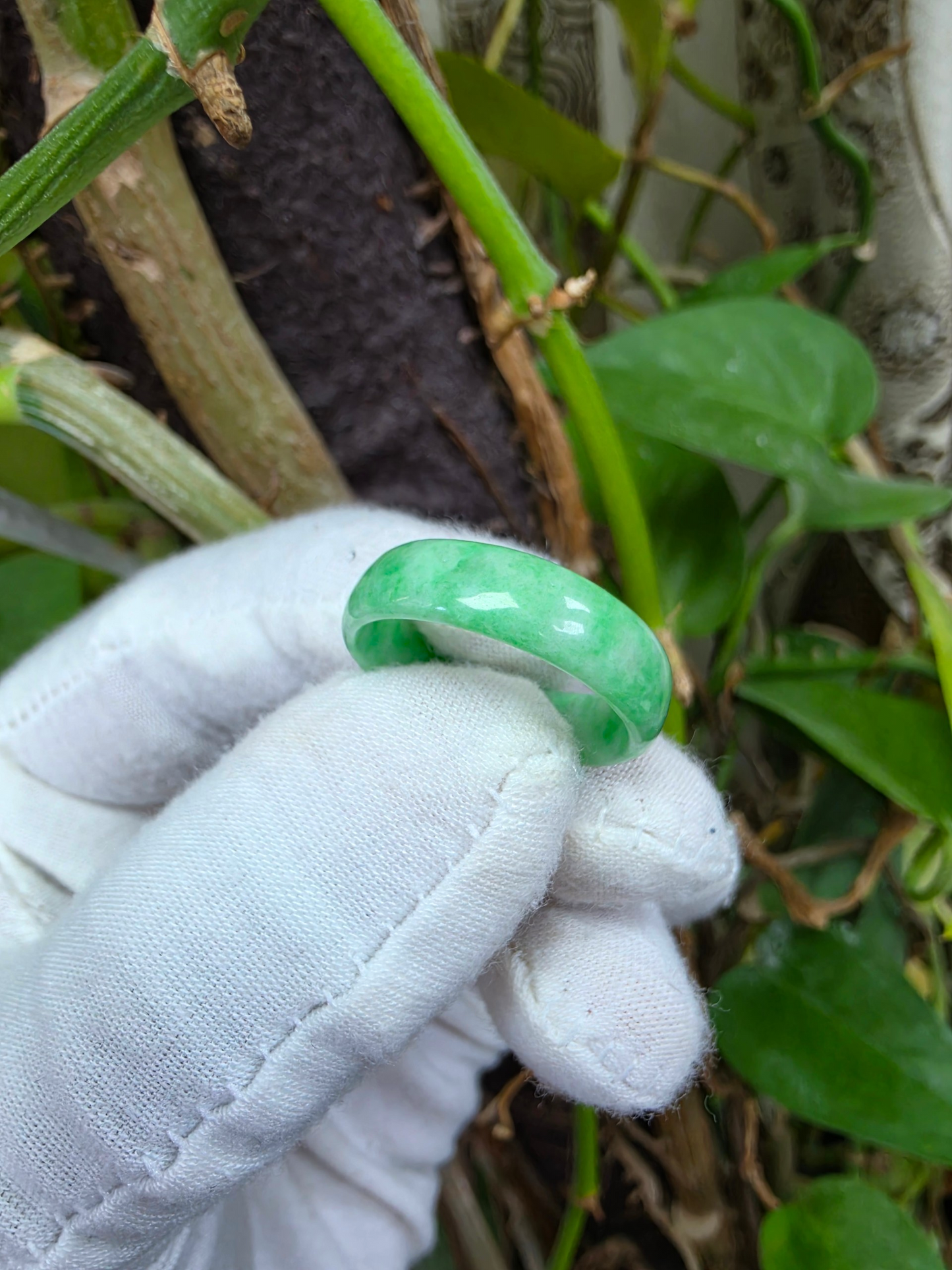 Burmese Bright Green A-Jade Infinity Band Ring - Size US 9 - V2