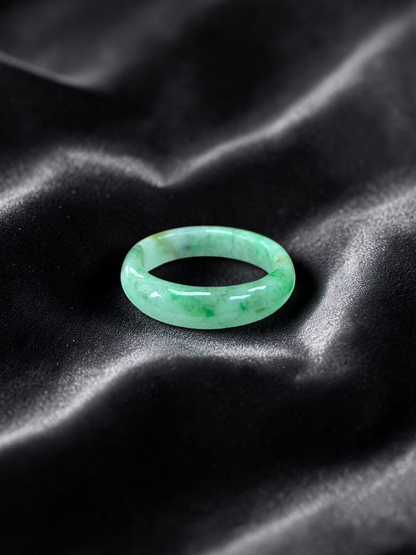 Burmese Green A-Jade Infinity Band Ring - Size US 8 - V3