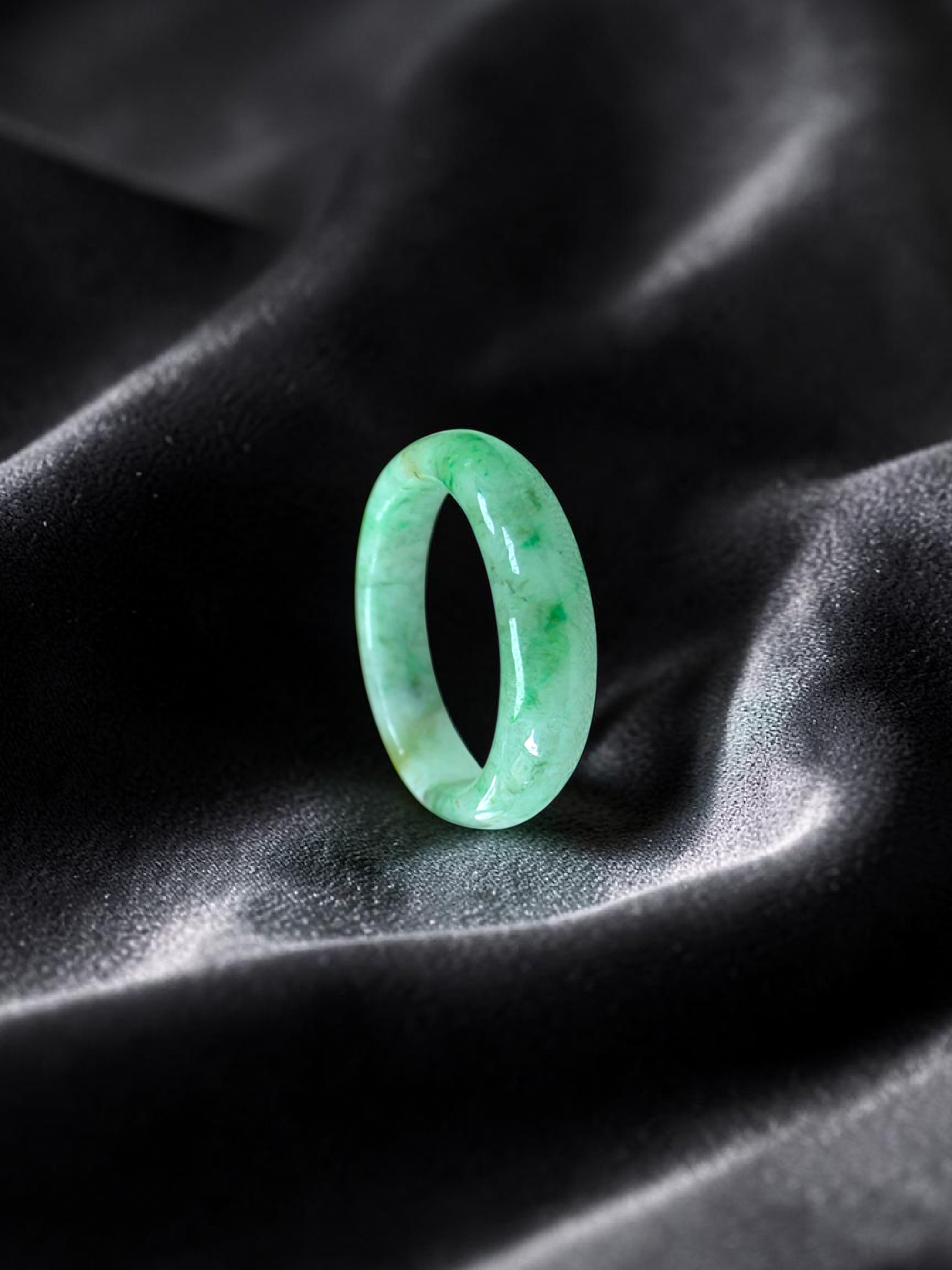 Burmese Green A-Jade Infinity Band Ring - Size US 8 - V3