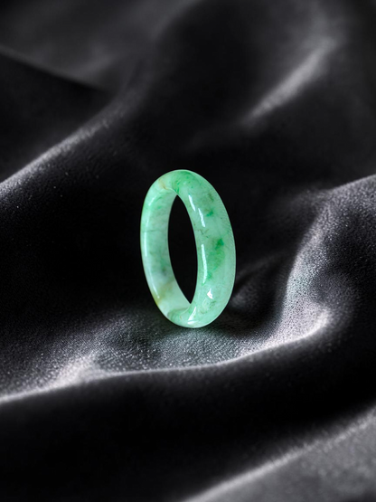 Burmese Green A-Jade Infinity Band Ring - Size US 8 - V3