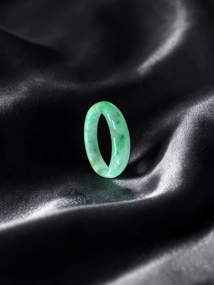 Burmese Green A-Jade Infinity Band Ring - Size US 8 - V3