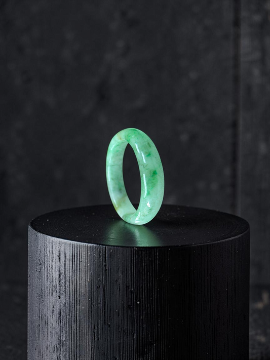 Burmese Green A-Jade Infinity Band Ring - Size US 8 - V3