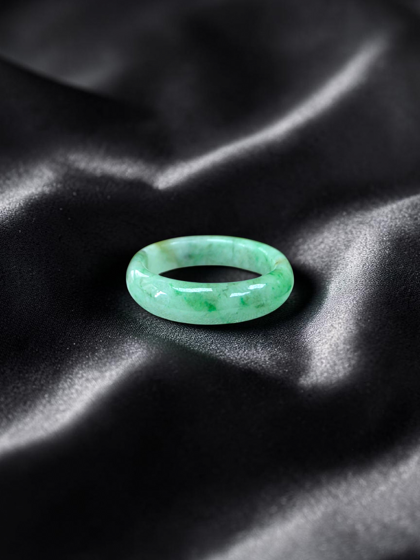 Burmese Green A-Jade Infinity Band Ring - Size US 8 - V3