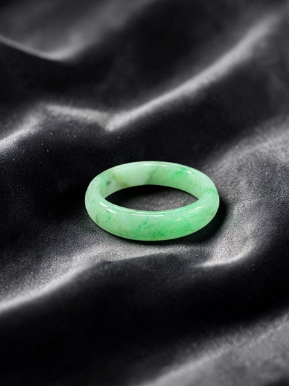 Burmese Green A-Jade Infinity Band Ring - Size US 8 - V3