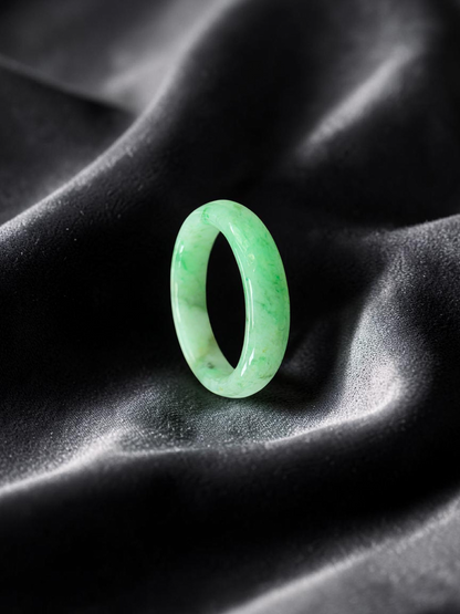 Burmese Green A-Jade Infinity Band Ring - Size US 8 - V3