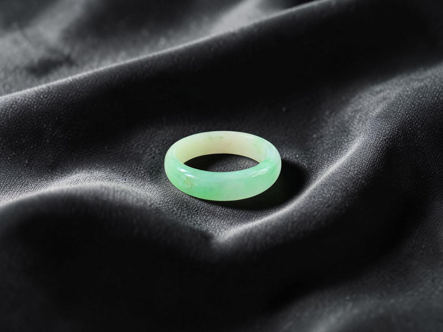 Burmese Green A-Jade Infinity Band Ring - Size US 10.5 - V4