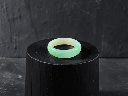 Burmese Green A-Jade Infinity Band Ring - Size US 10.5 - V4
