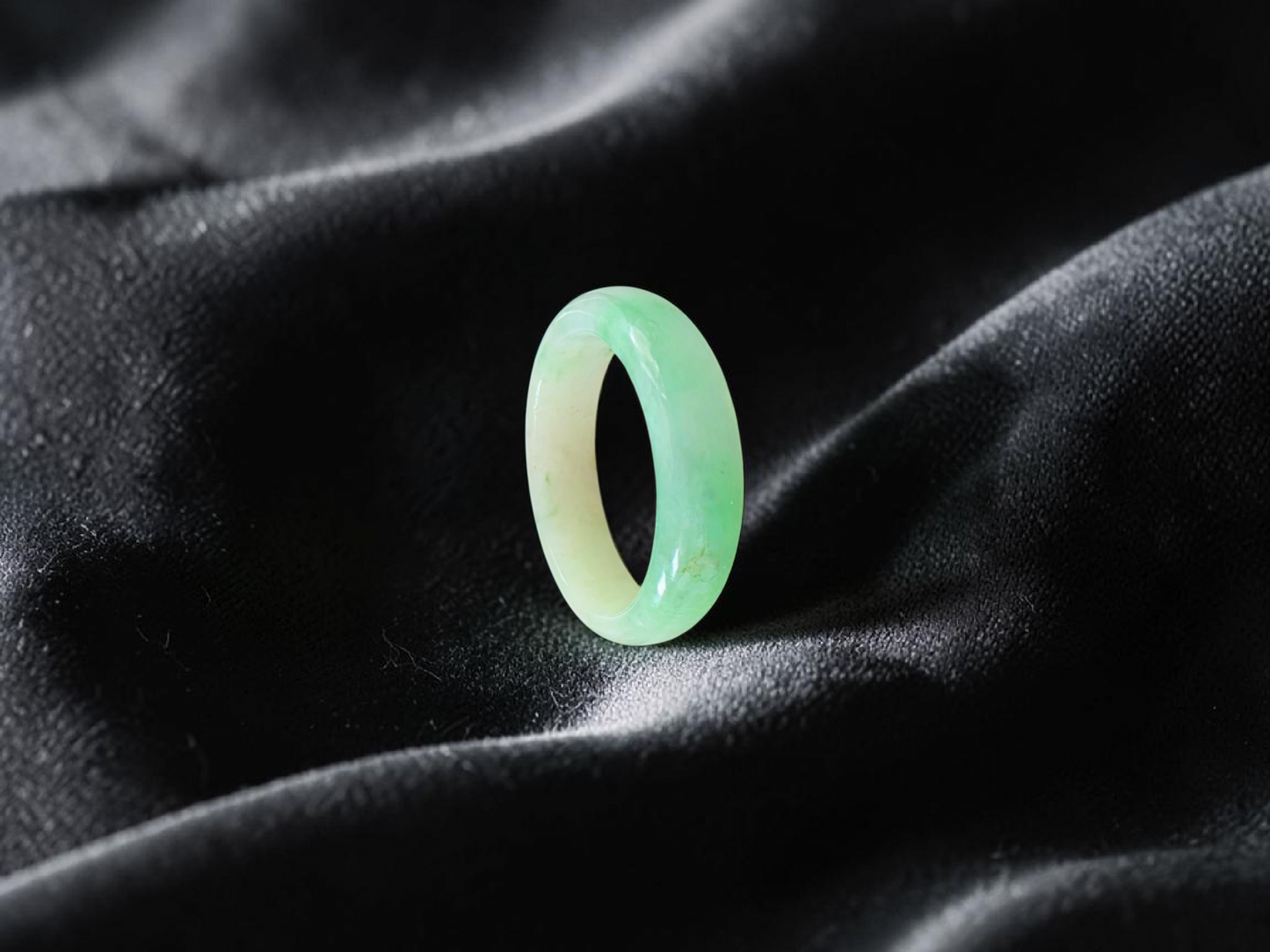 Burmese Green A-Jade Infinity Band Ring - Size US 10.5 - V4