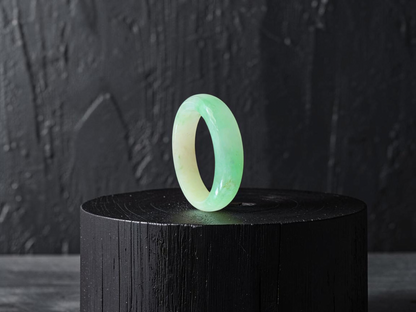 Burmese Green A-Jade Infinity Band Ring - Size US 10.5 - V4