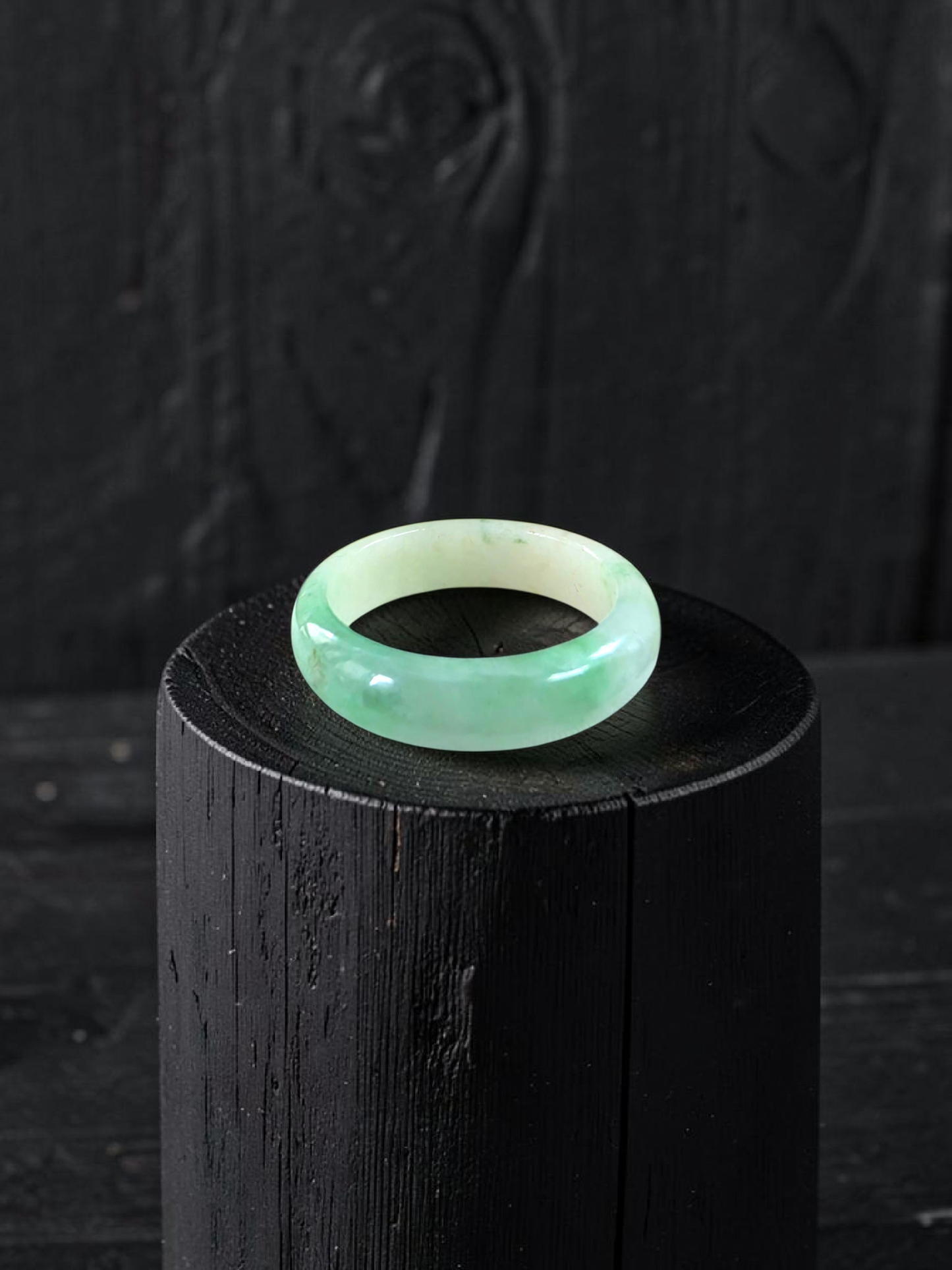 Burmese Green A-Jade Infinity Band Ring - Size US 10.5 - V4