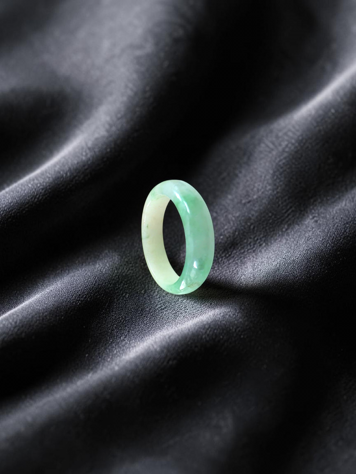 Burmese Green A-Jade Infinity Band Ring - Size US 10.5 - V4