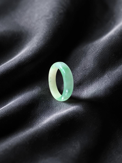 Burmese Green A-Jade Infinity Band Ring - Size US 10.5 - V4