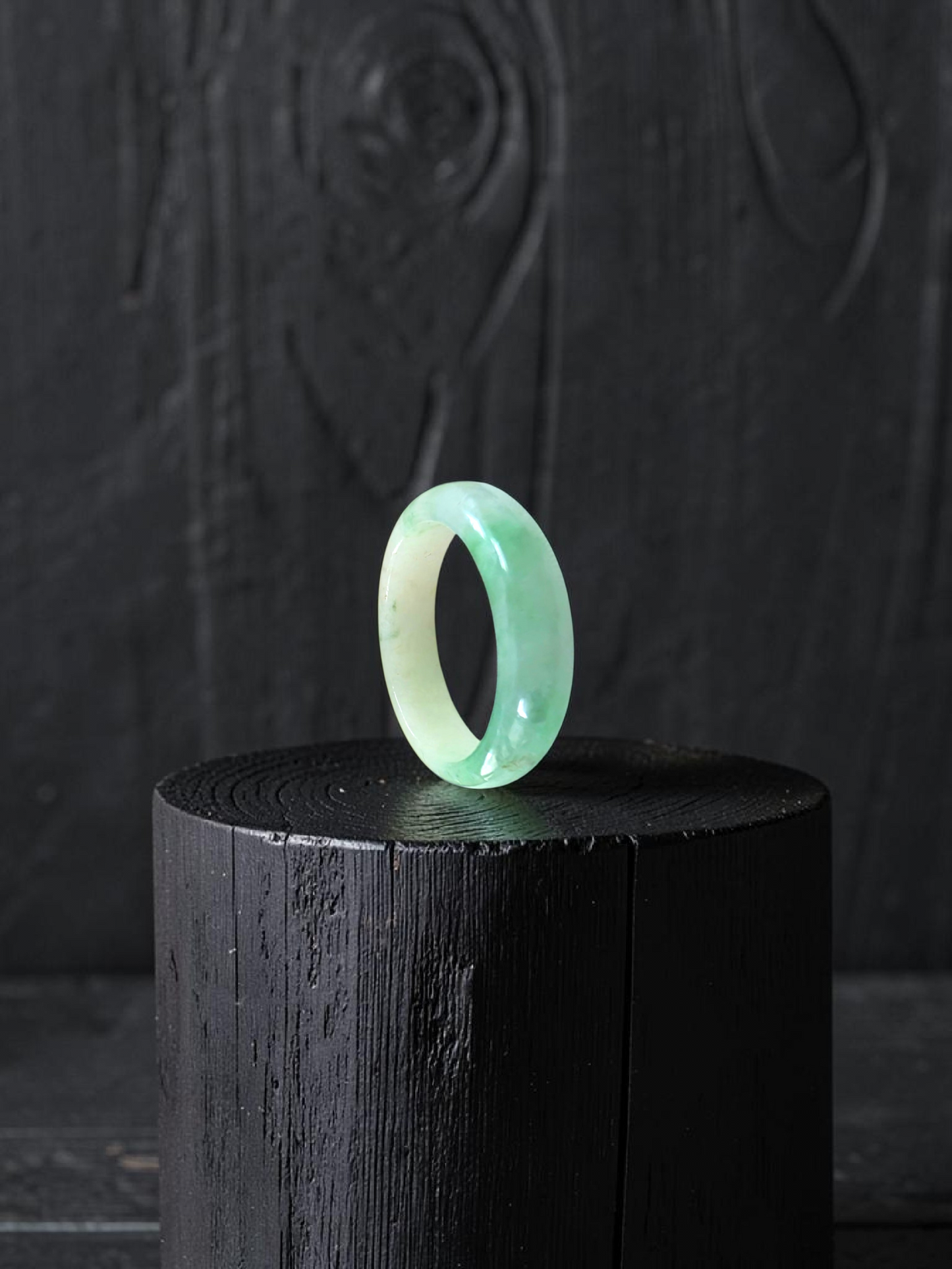Burmese Green A-Jade Infinity Band Ring - Size US 10.5 - V4