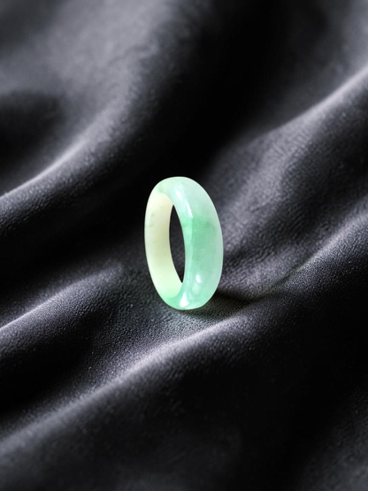 Burmese Green A-Jade Infinity Band Ring - Size US 10.5 - V4
