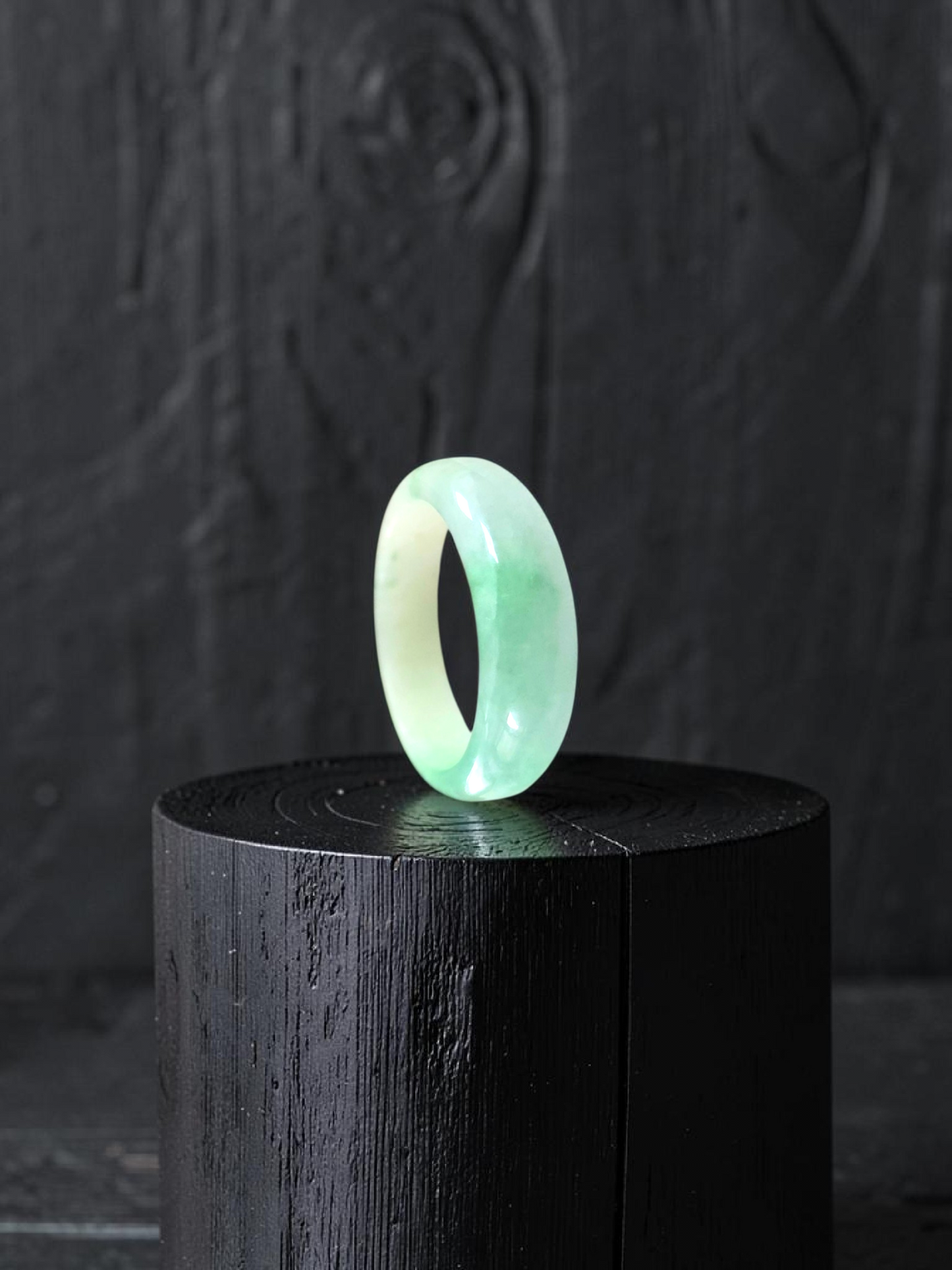 Burmese Green A-Jade Infinity Band Ring - Size US 10.5 - V4