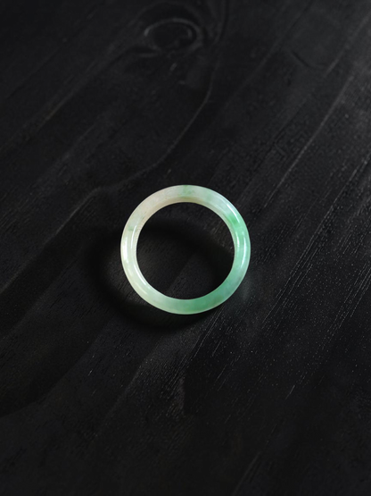 Burmese Green A-Jade Infinity Band Ring - Size US 10.5 - V4