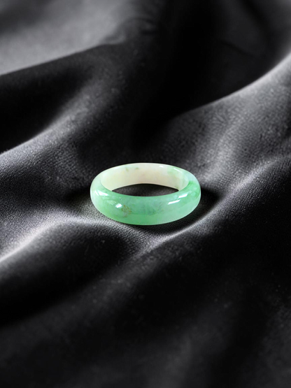 Burmese Green A-Jade Infinity Band Ring - Size US 10.5 - V4