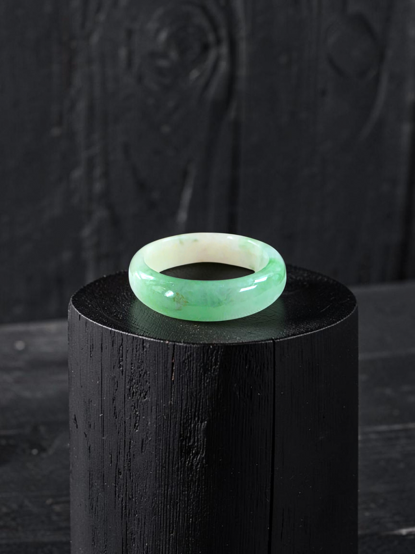 Burmese Green A-Jade Infinity Band Ring - Size US 10.5 - V4