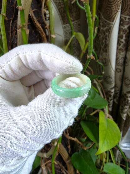 Burmese Green A-Jade Infinity Band Ring - Size US 10.5 - V4